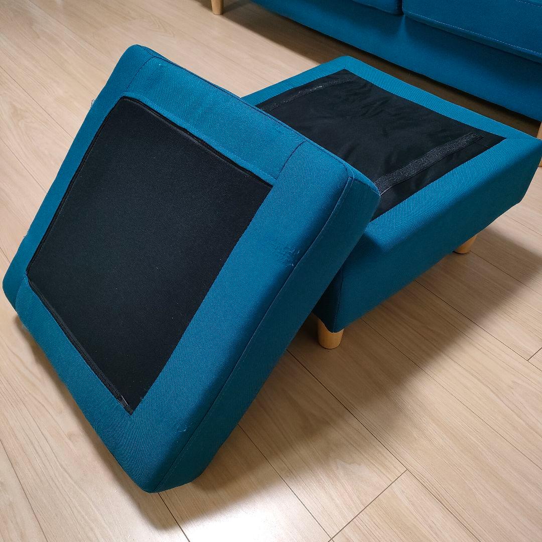 ブルー 3人掛けカウチソファ