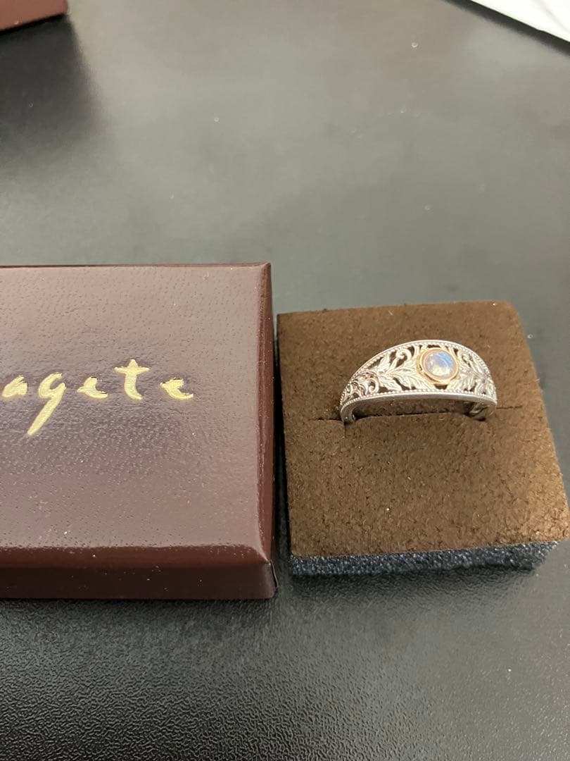 agete シルバー10 kリング ラブラドライト装飾