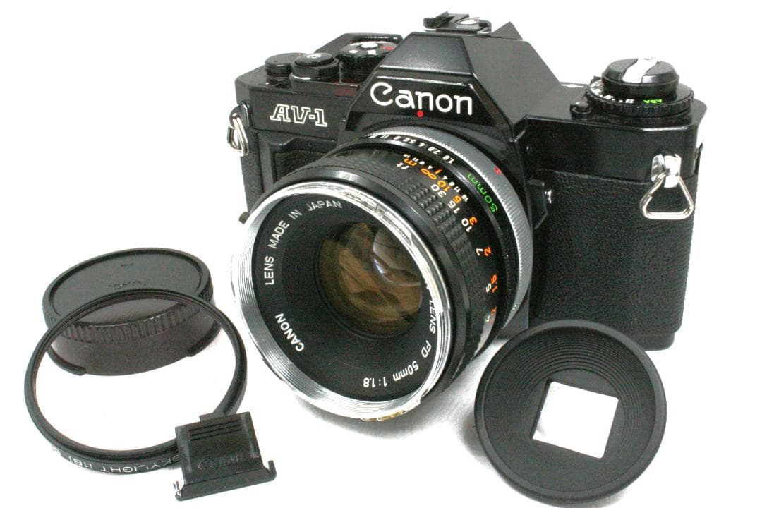 【整備済】 Canon AV-1 黒 FD 50mm F/1.8 付属品有 19