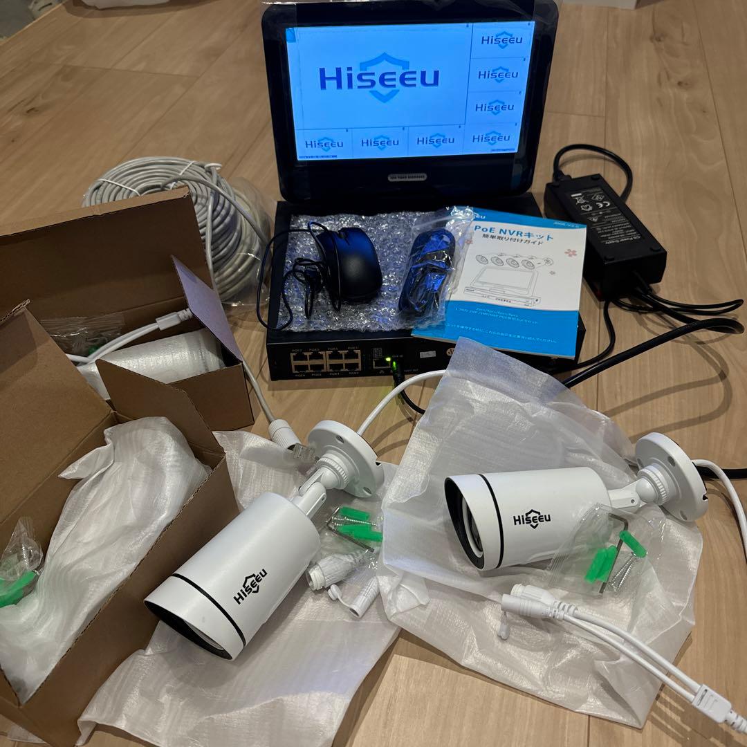 【室内試しのみ】poe給電 防犯カメラ4台 モニター 付録画3TB HDDセット