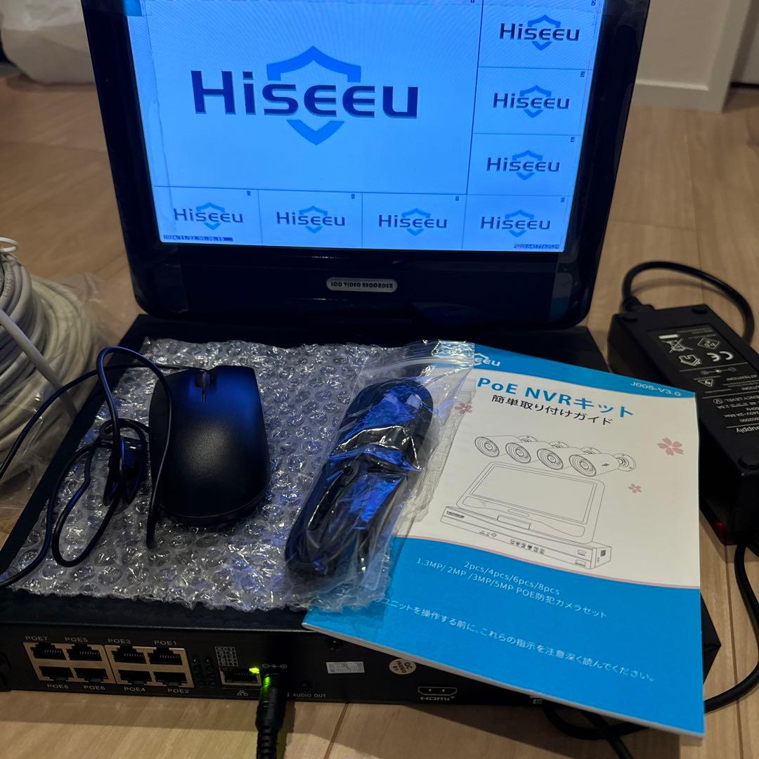 【室内試しのみ】poe給電 防犯カメラ4台 モニター 付録画3TB HDDセット