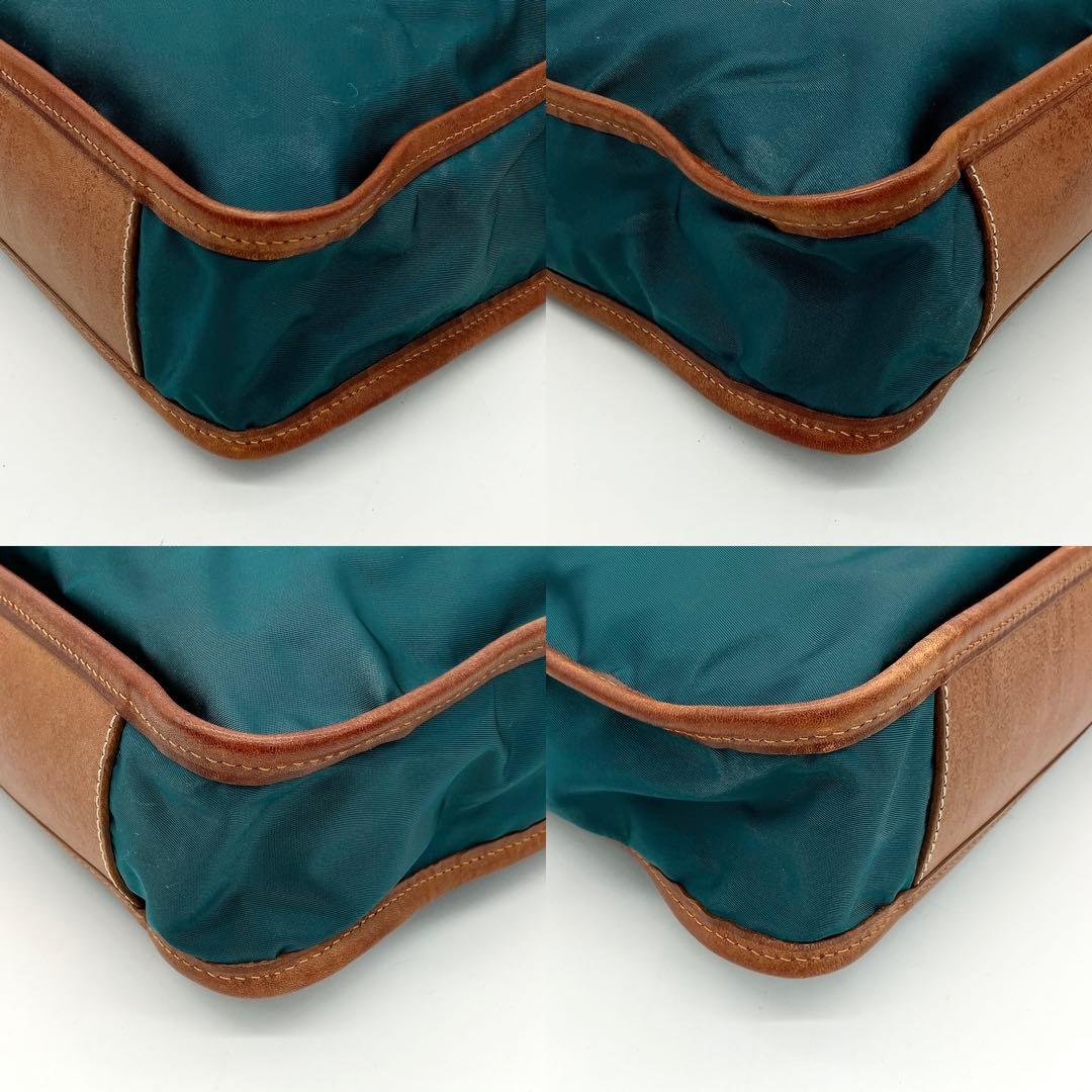 【Felisi】2wayバッグ￼　ビジネスバッグ　ナイロン　レザー　グリーン