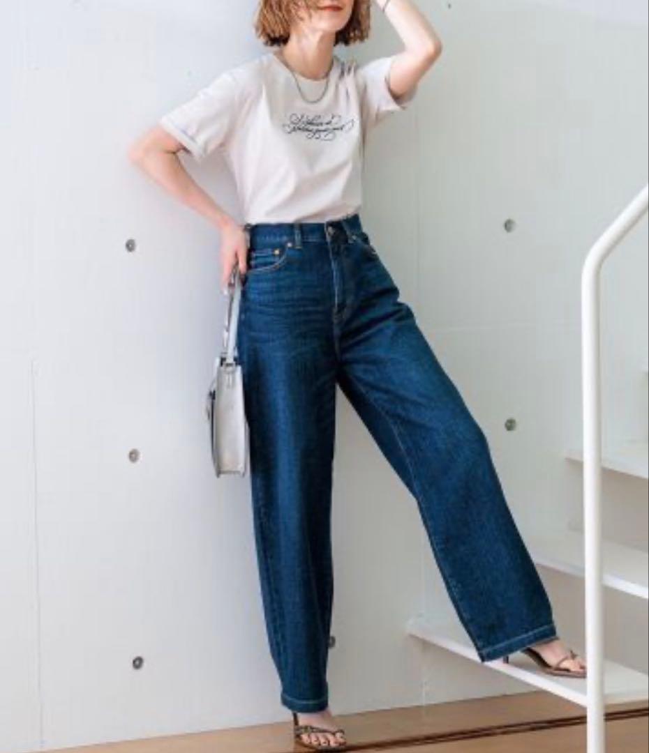 23区 DENIM ストレッチ ワイドパンツ デニム 大きいサイズ 46