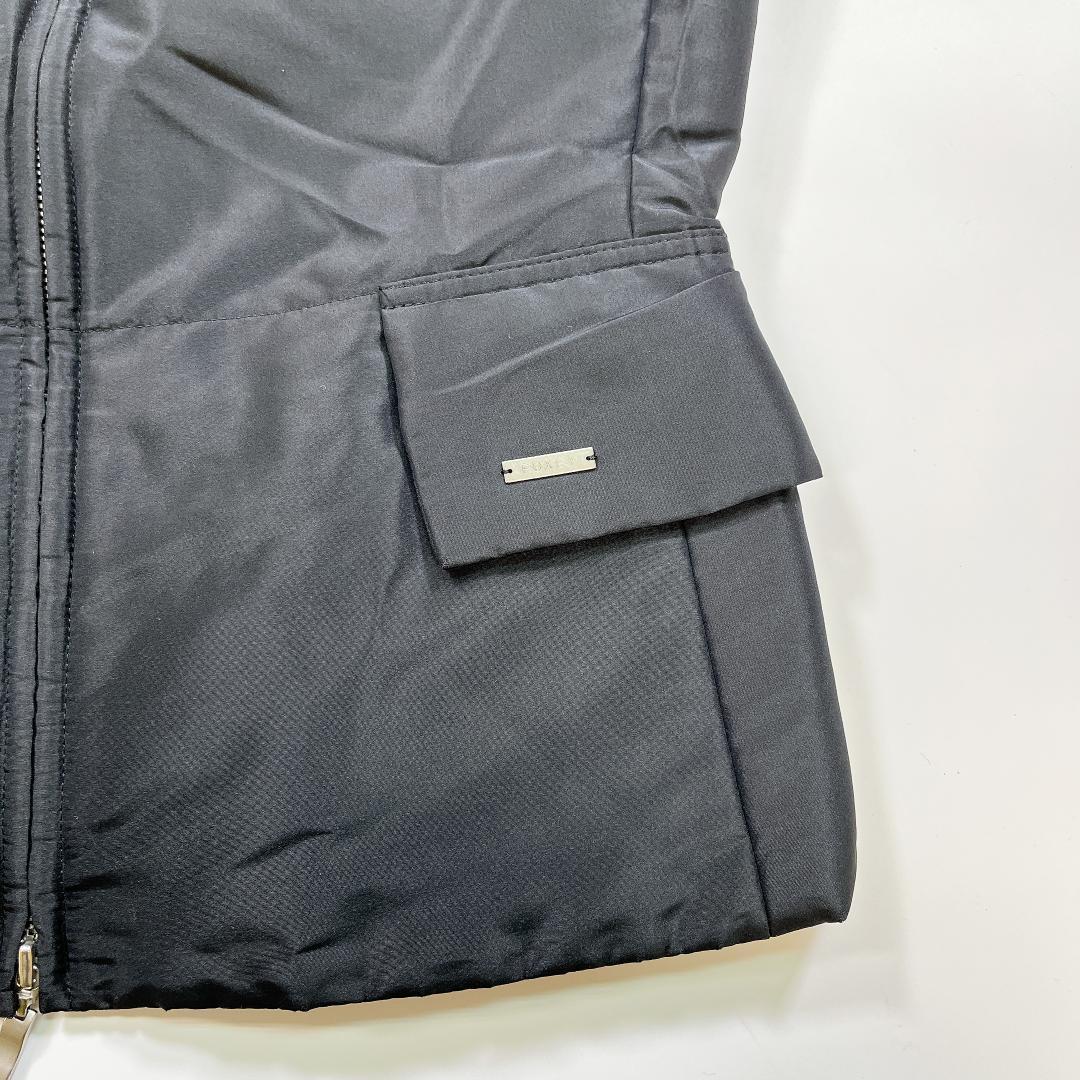 FOXEY シルク 中綿 ベスト ジレ ヌートリア ファー 黒 40 L