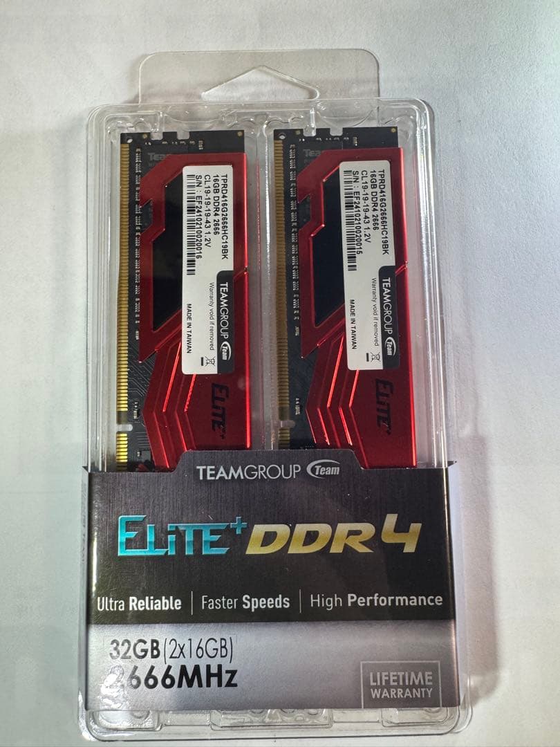 る*い様 【Team Elite Plus】DDR4-2666MHz16GB×2