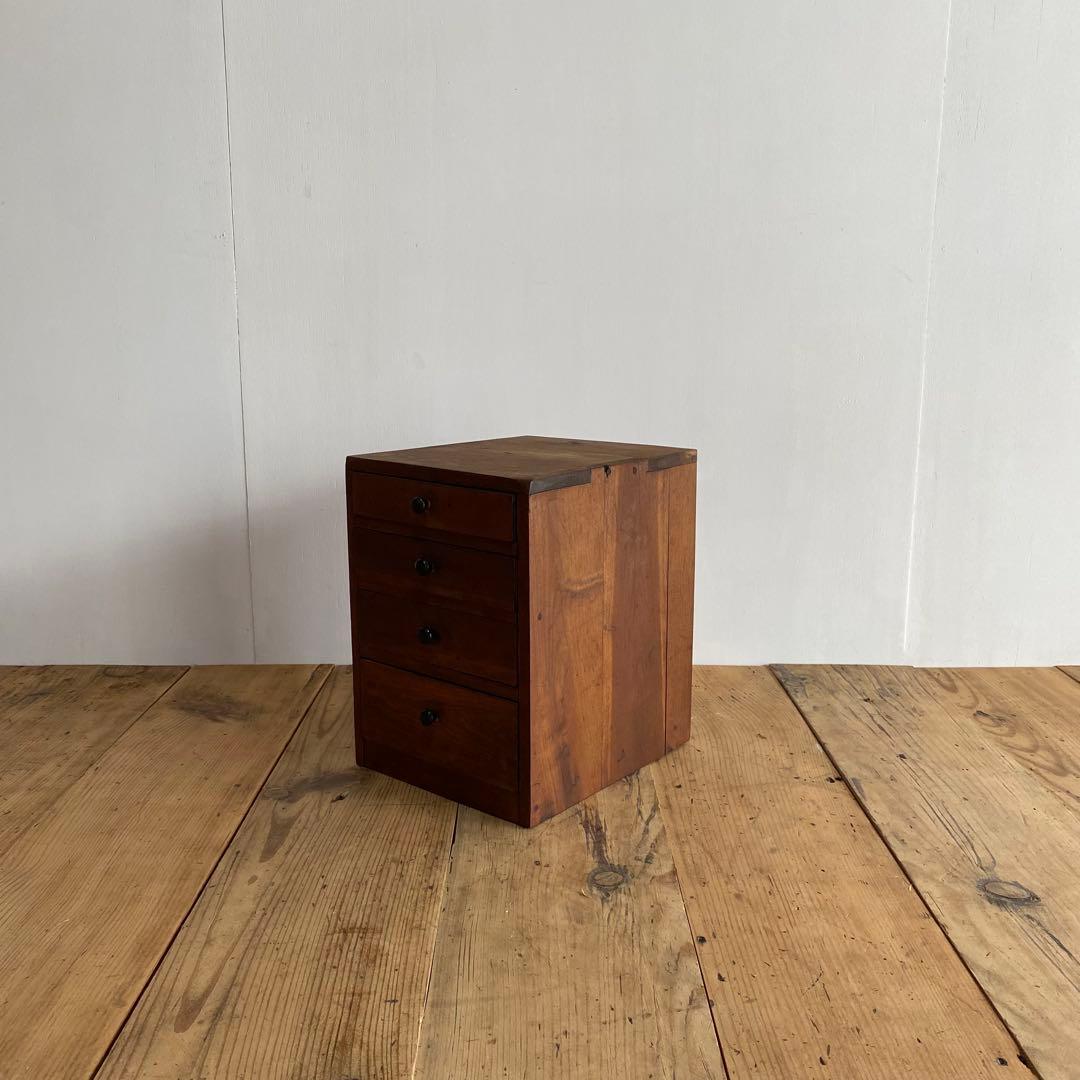 アンティーク 小引き出し 4杯抽斗 小物入れ 無垢材 昭和レトロ z736