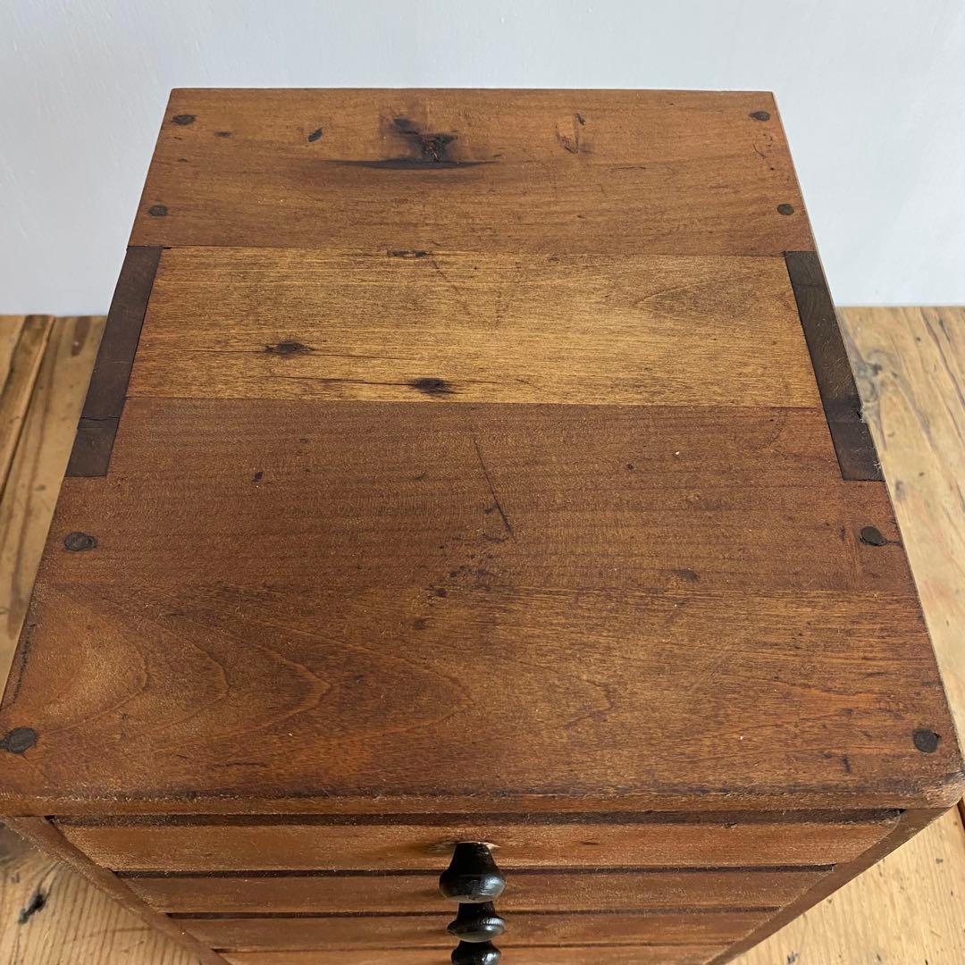 アンティーク 小引き出し 4杯抽斗 小物入れ 無垢材 昭和レトロ z736