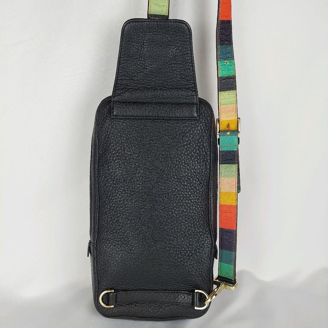Paul Smith レザー ボディバッグ ブラック マルチストライプ