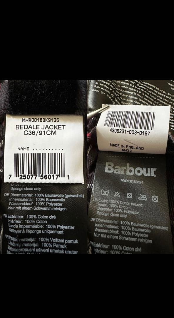 Barbour Bedale ワックスジャケット レギュラーフィット サイズ36