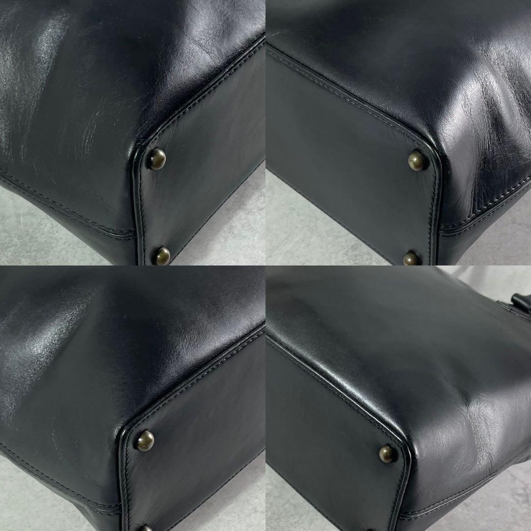 マザーハウス アンティーク スリムトート A4可 肩掛け オールレザー ブラック