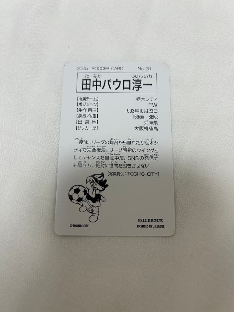 d*5様 Jリーグチップス　カード　栃木シティ　田中パウロ淳一