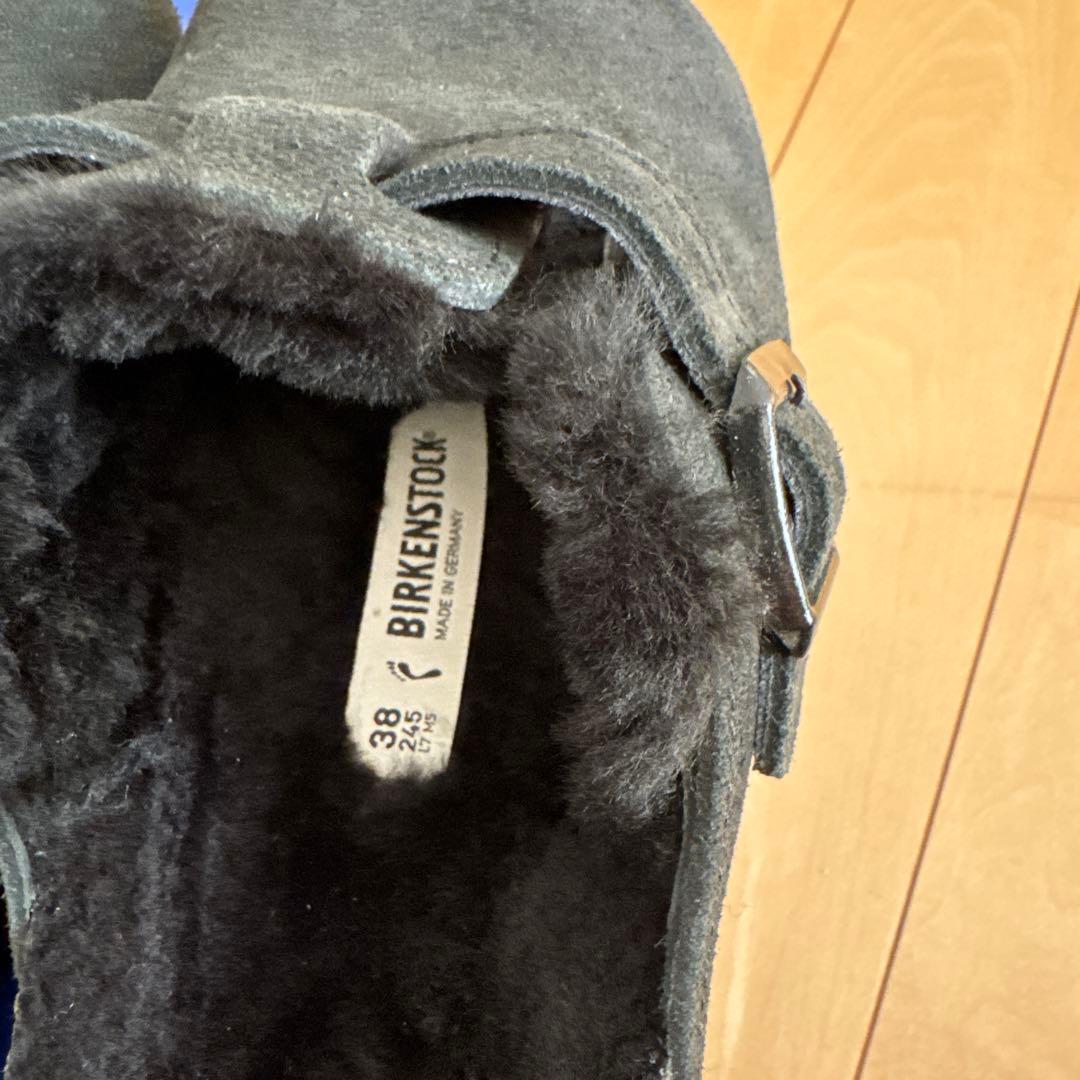 美品24.5ビルケンシュトック　ボストン　シアリング　ブラック　ボア