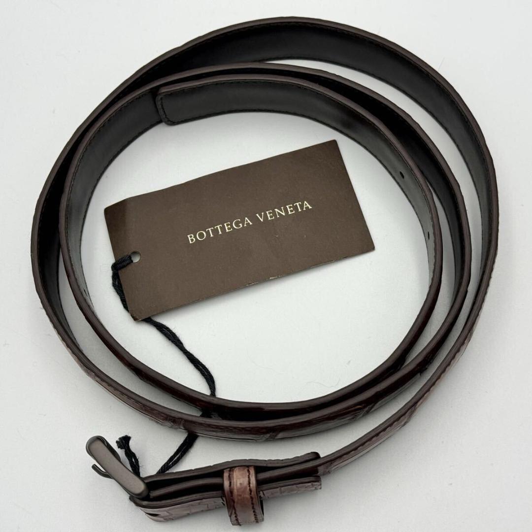 未使用 ボッテガヴェネタ クロコダイル ベルト ブラウン系 メンズ SS032