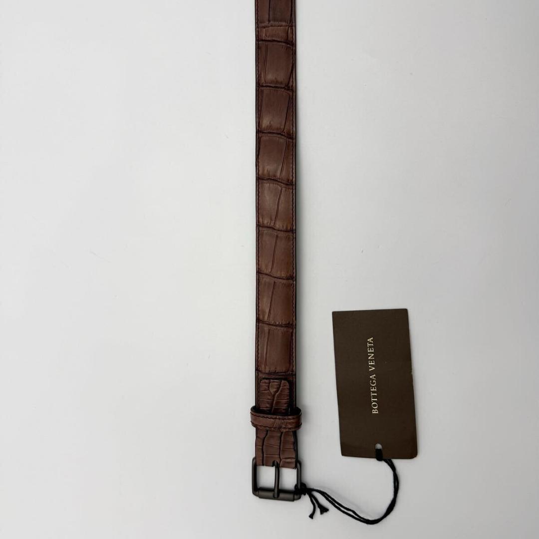 未使用 ボッテガヴェネタ クロコダイル ベルト ブラウン系 メンズ SS032