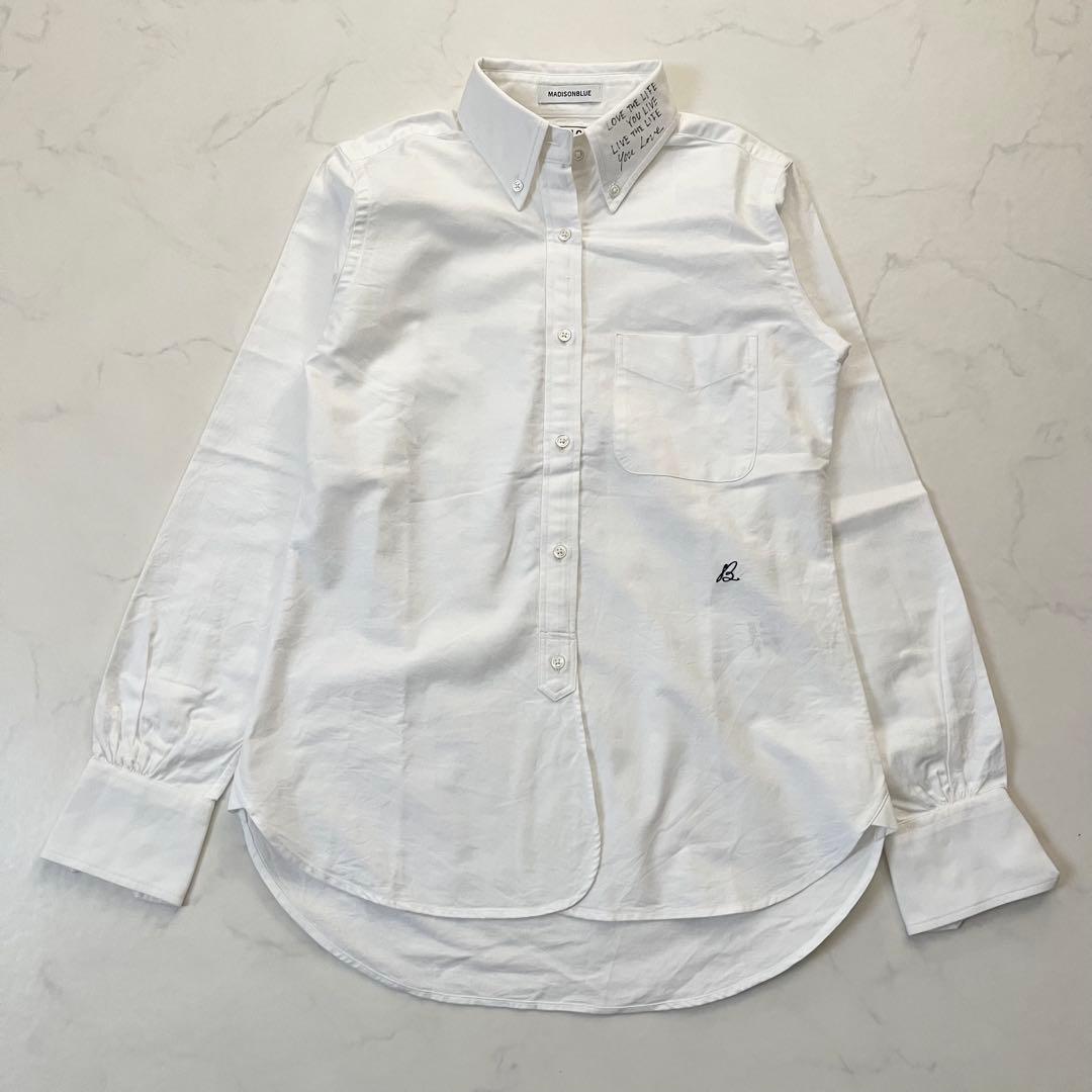美品　希少サイズ　マディソンブルー　メッセージシャツ　ボタンダウン　02サイズ