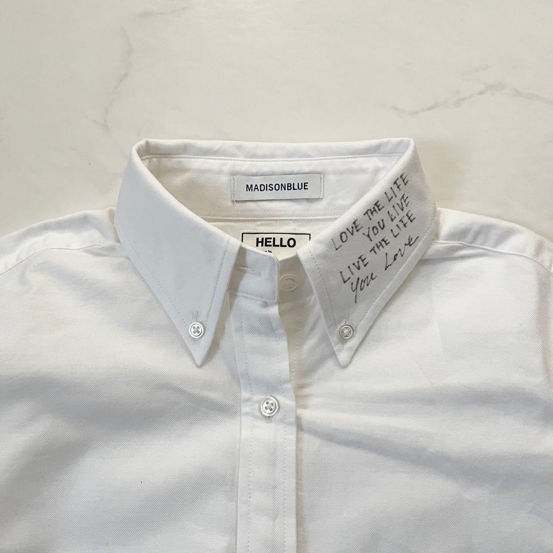 美品　希少サイズ　マディソンブルー　メッセージシャツ　ボタンダウン　02サイズ