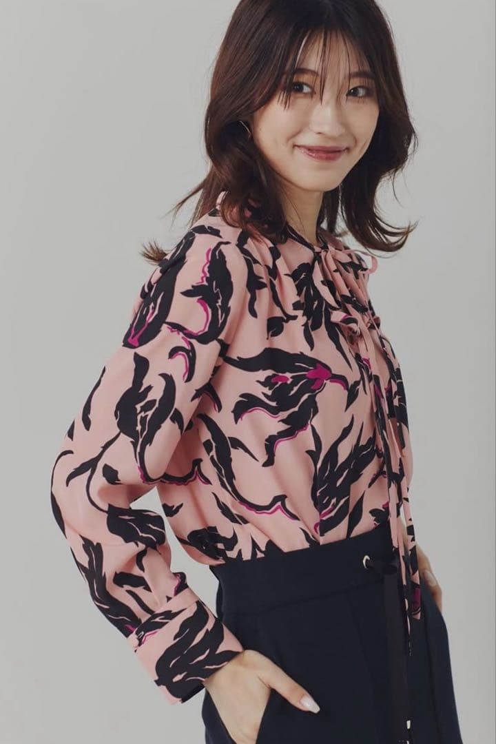 ピンキーアンドダイアン◆フラワープリントブラウス ピンク 38