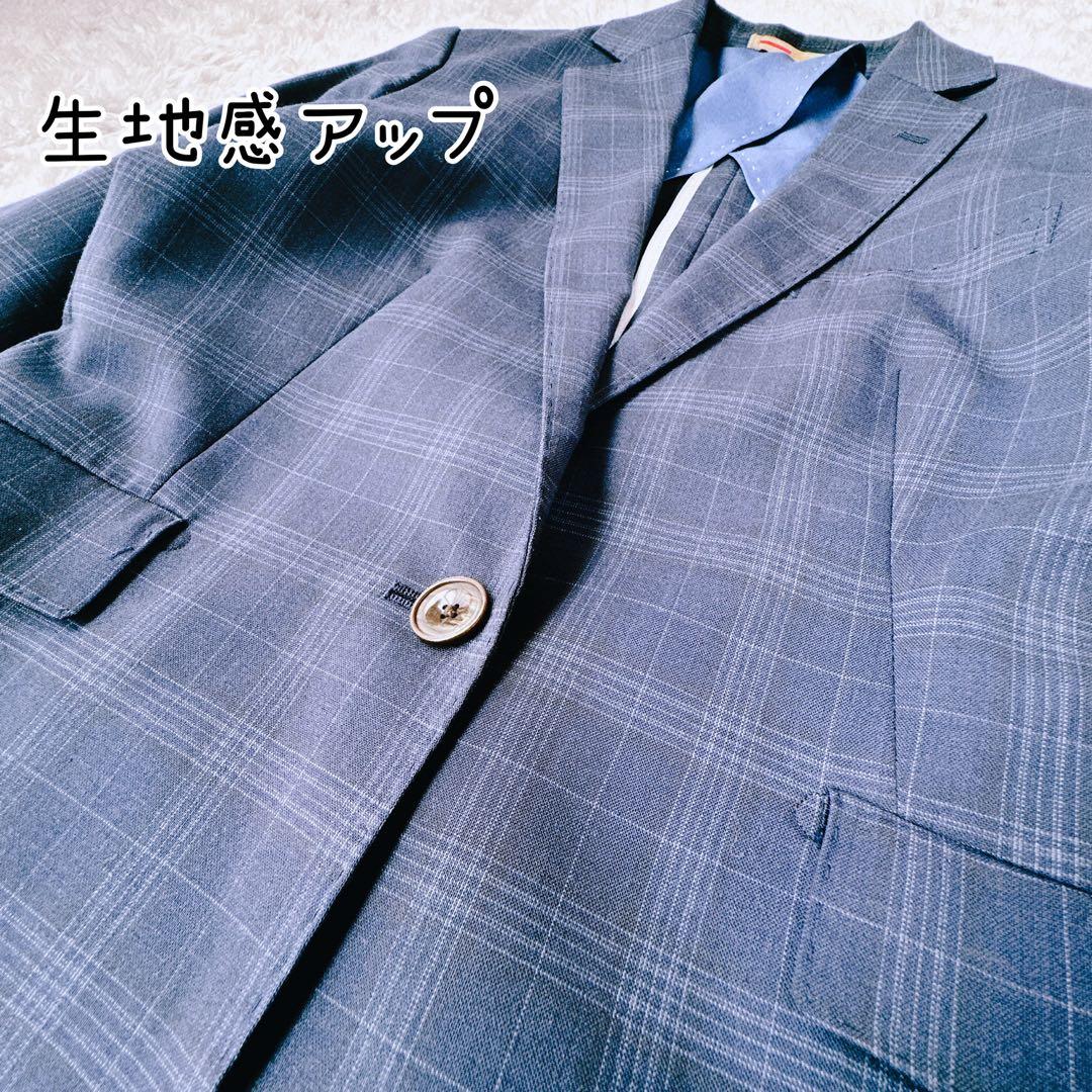 美品 オリヒカ ライム パンツ スーツ チェック ストレッチ ネイビー 紺