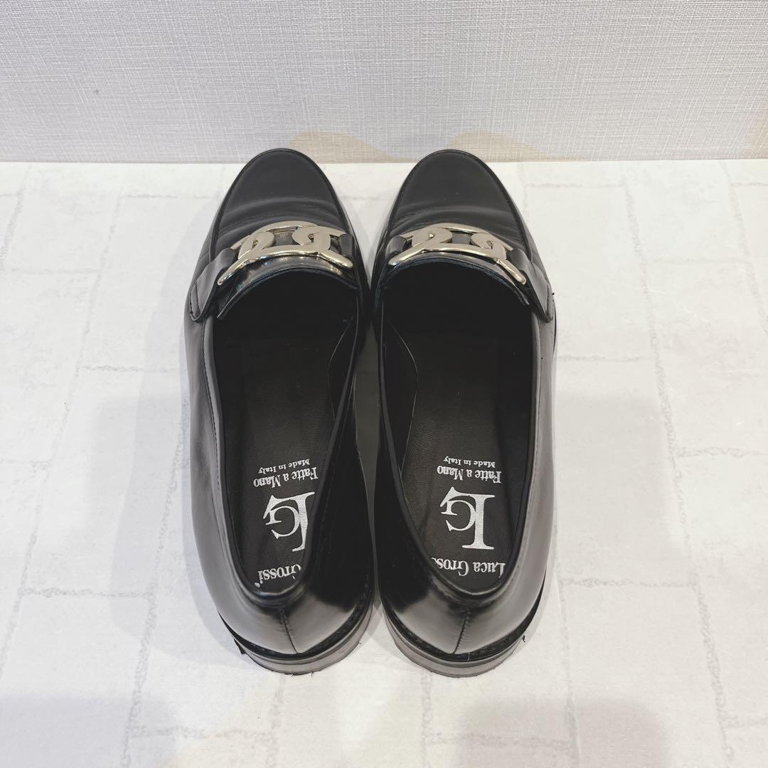 Luca Grossi ルカ グロッシ ローファー レザー 黒 38 イタリア製