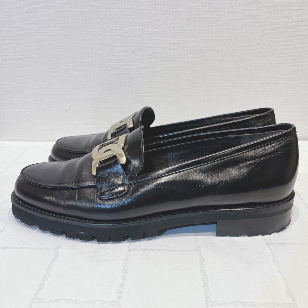 Luca Grossi ルカ グロッシ ローファー レザー 黒 38 イタリア製