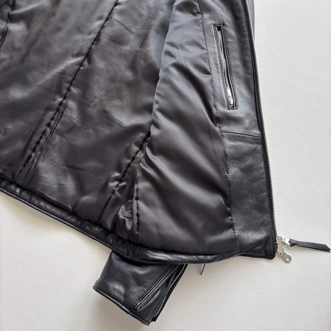 01992 ナノユニバース　シングルライダースジャケット　ラムレザー　メンズ　L