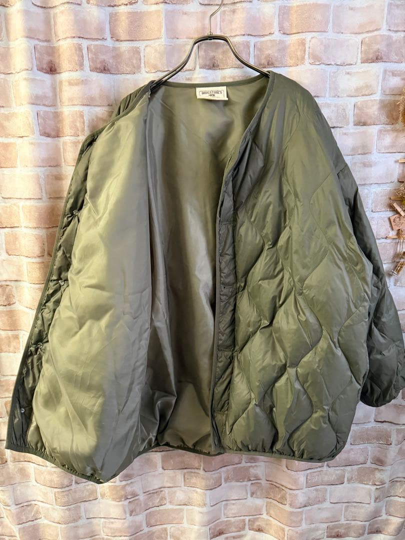 ドラッグストアーズ★ダウンノーカラーキルティングコート★カーキ