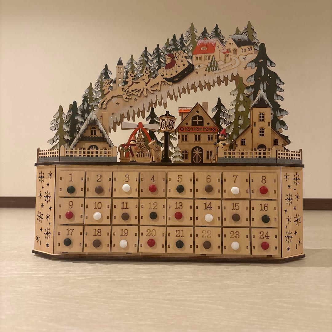 木製クリスマスLEDアドベントカレンダー