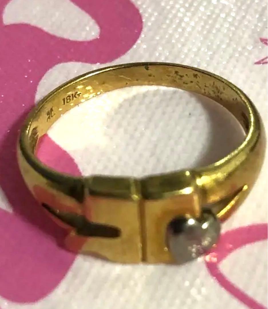 ゴールド シンプルリング　レディース　ハート付き 18k