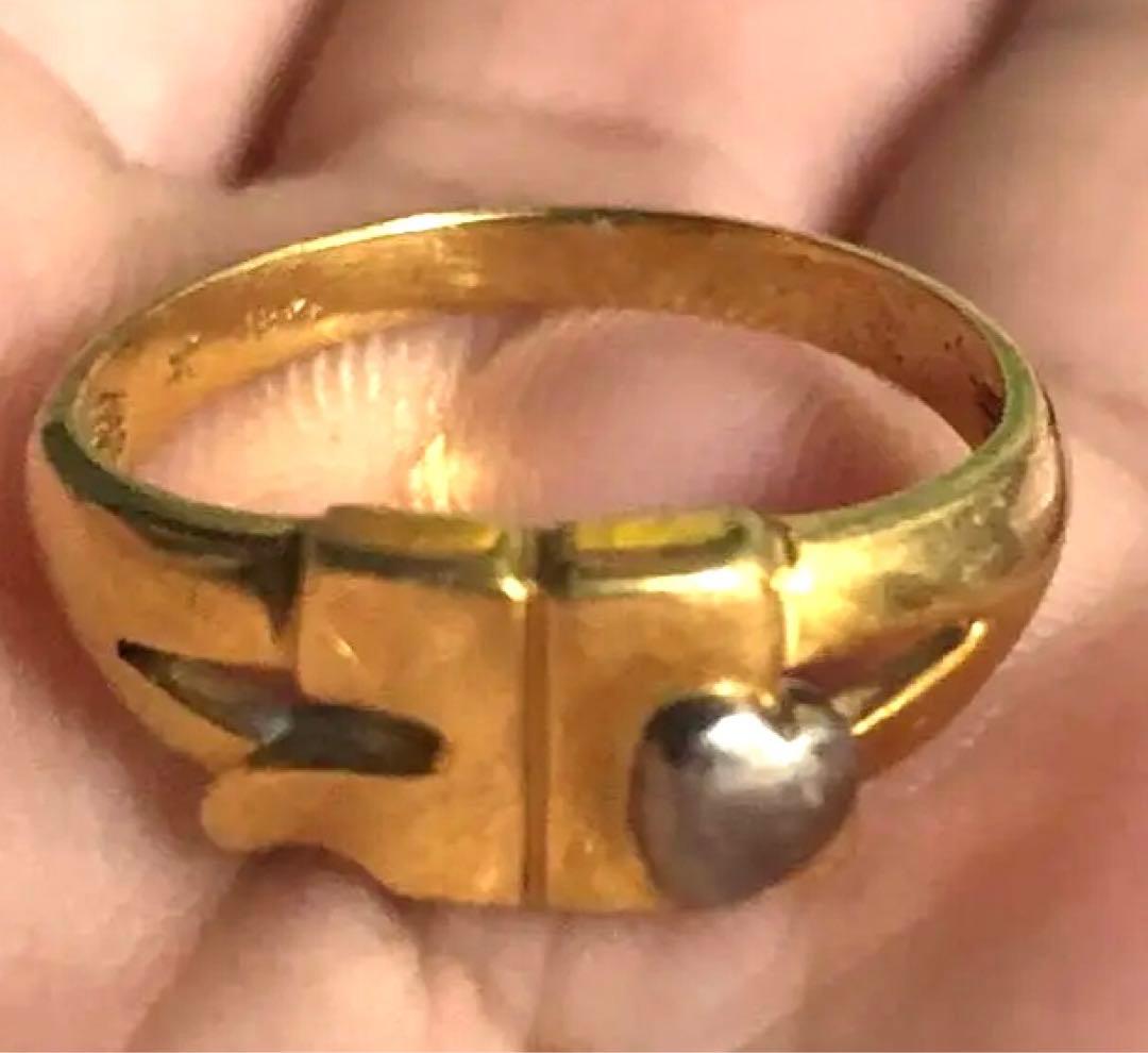 ゴールド シンプルリング　レディース　ハート付き 18k