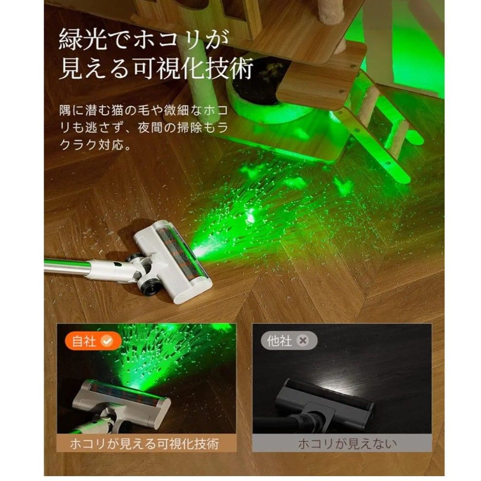 コードレス掃除機 超強力50kPa吸引 全自動ゴミ収集 60分連続使用