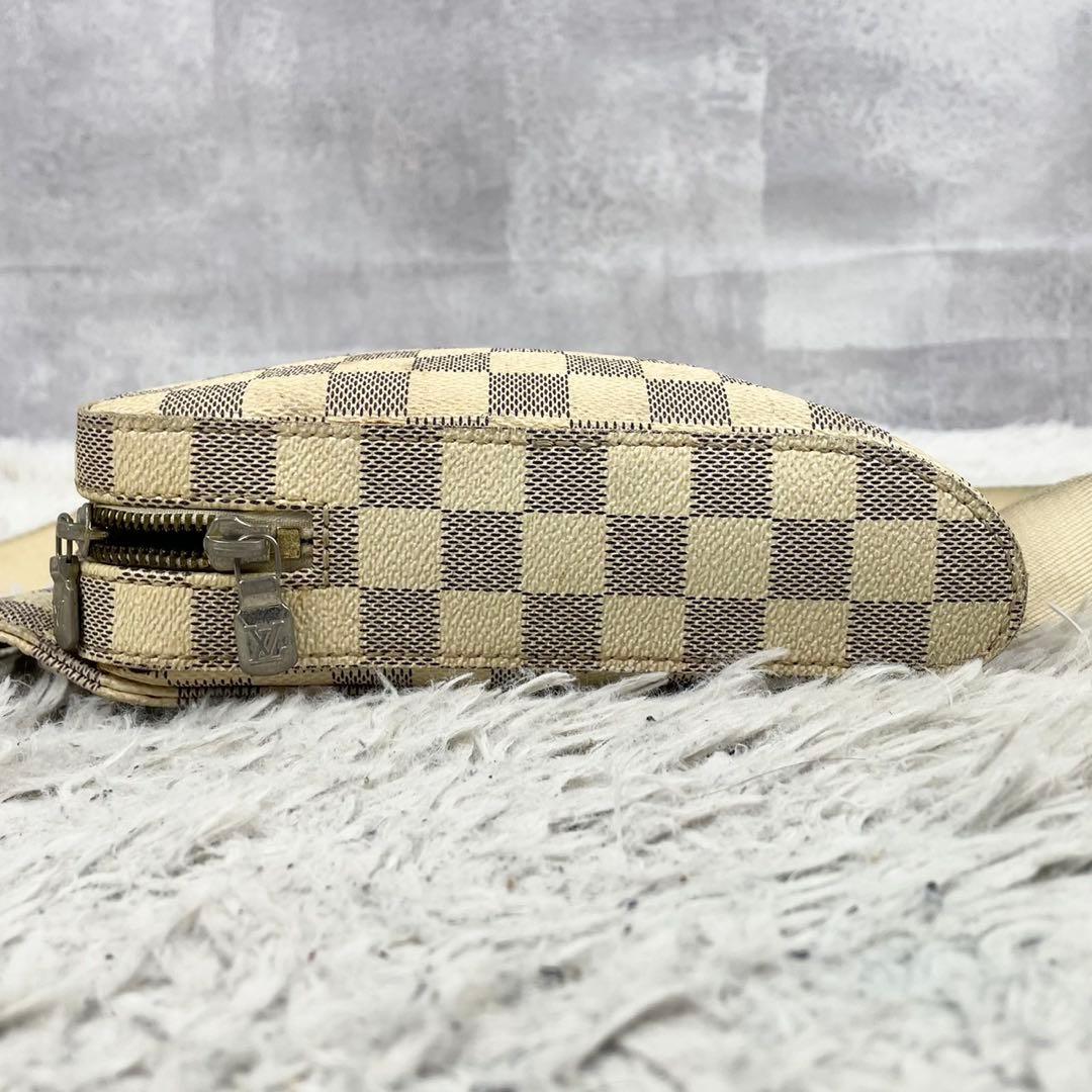 美品 ルイヴィトン PVC ウエストバッグ ダミエ アズール ファスナー 白