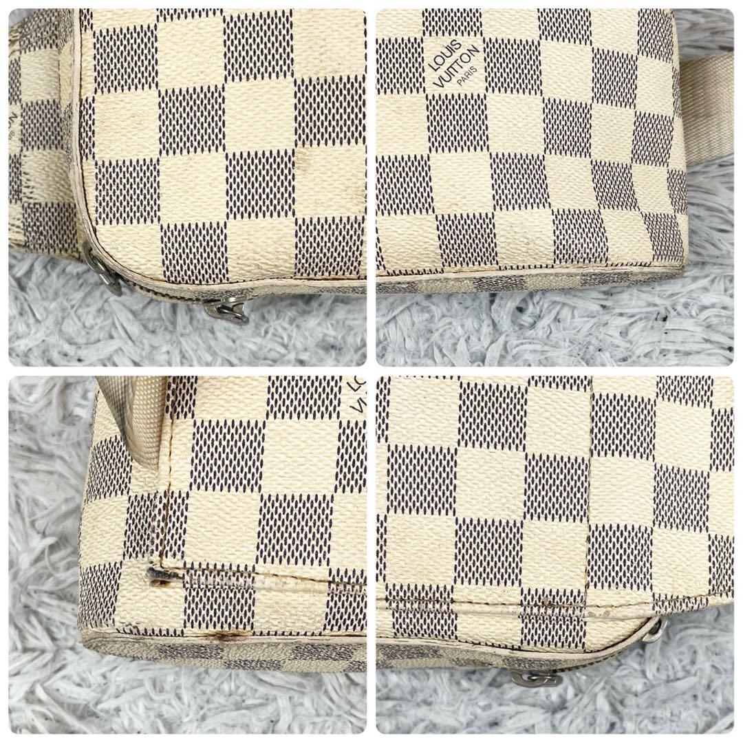 美品 ルイヴィトン PVC ウエストバッグ ダミエ アズール ファスナー 白
