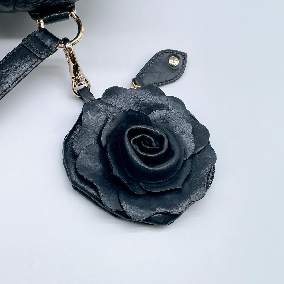 美品 ANNA SUI レザー ハンド キルティング ボストンバッグe753