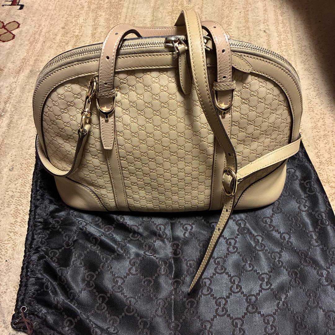 たーちゃんさん専用グッチベージュ レザー ハンドバッグ 中型