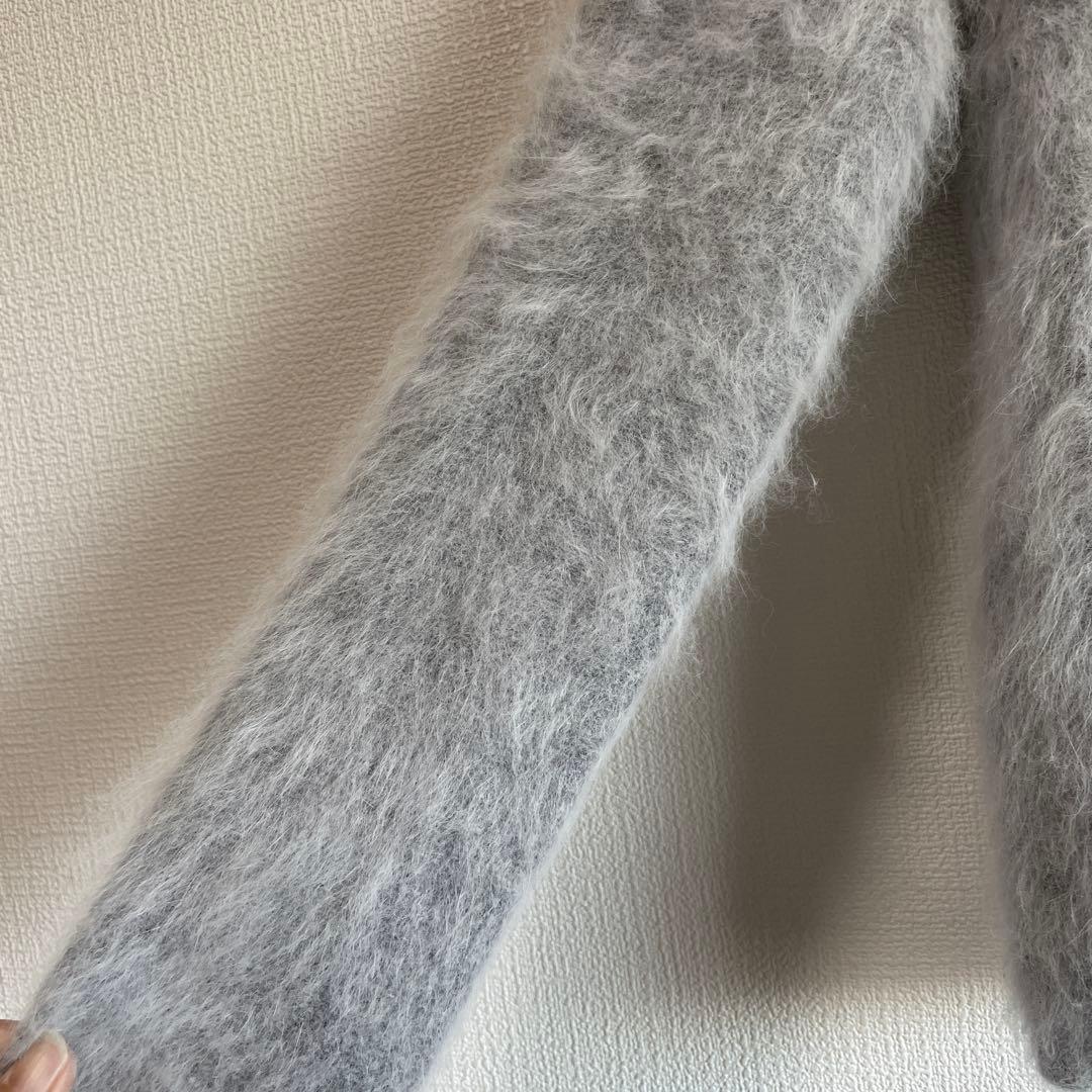 ANAYI グレー アンゴラ72% ラメクルーネックセーター