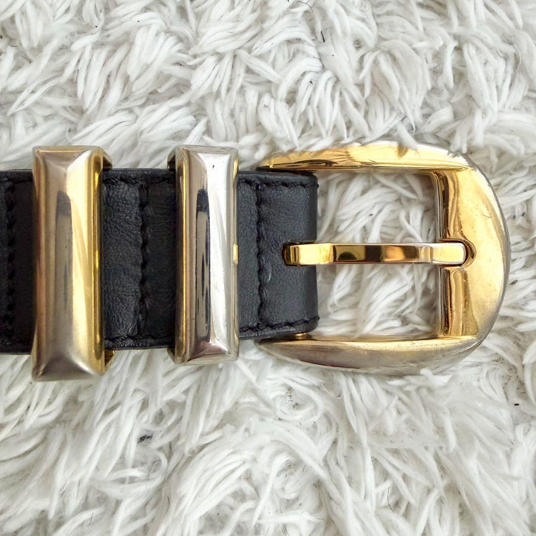 ジャンニヴェルサーチ 2連 メデューサ ベルト ブラック シルバー