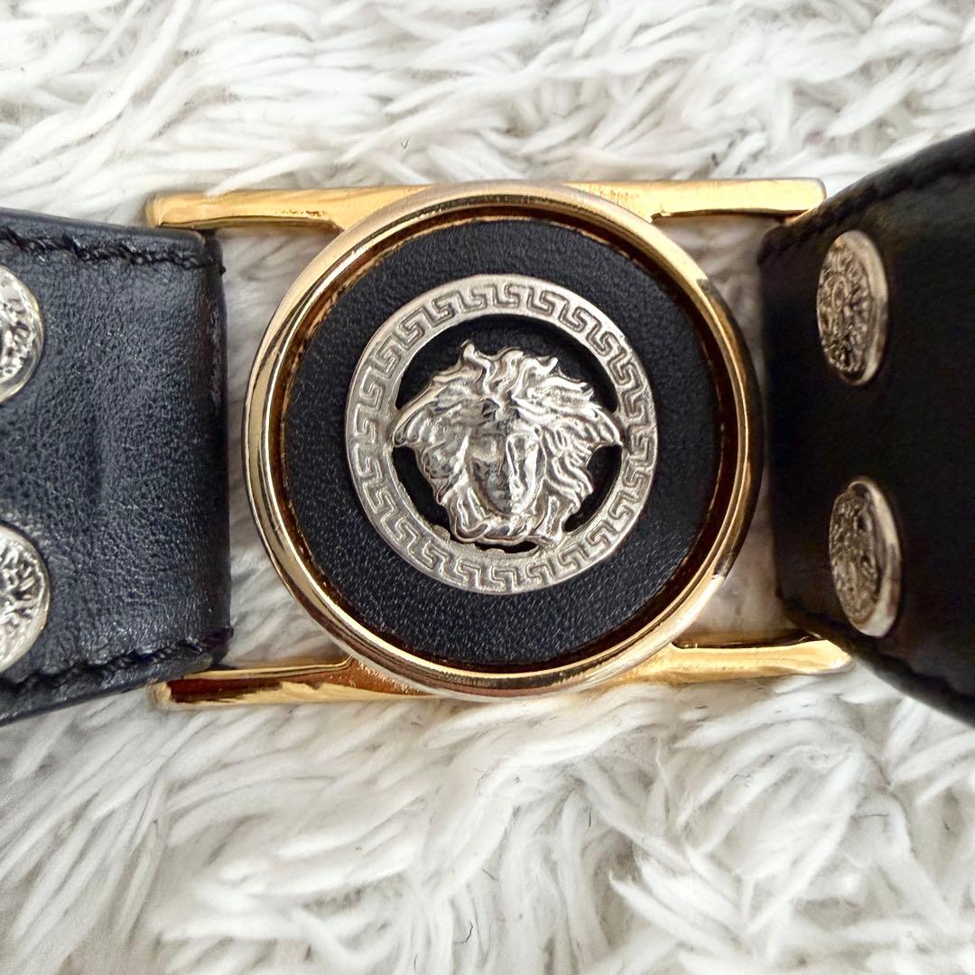 ジャンニヴェルサーチ 2連 メデューサ ベルト ブラック シルバー