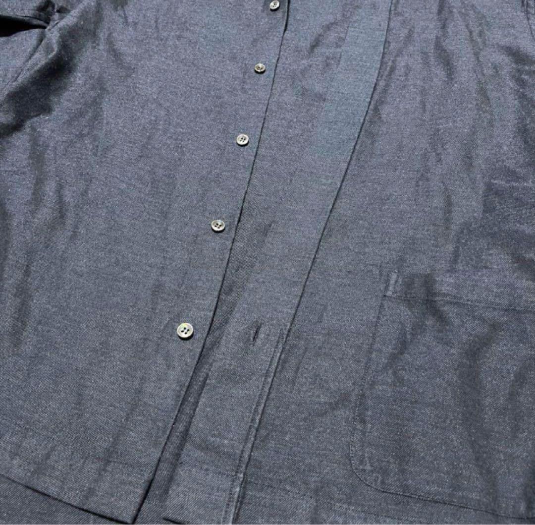 【メゾンマルジェラ】ノーカラーシャツ ネイビー 17aw