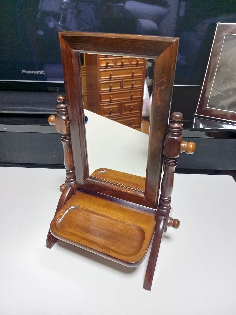 ココナッツ　様売約済　1970's　コロニアルウッド　テーブル　スタンド　ミラー