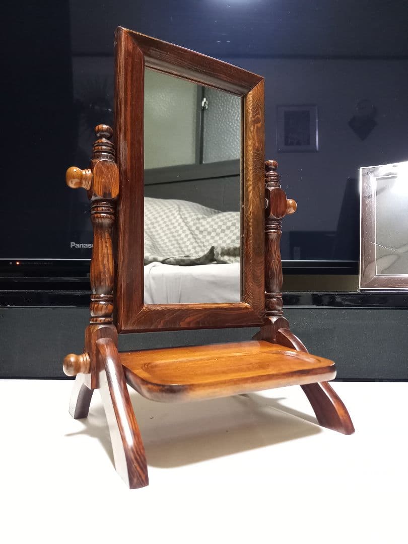 ココナッツ　様売約済　1970's　コロニアルウッド　テーブル　スタンド　ミラー