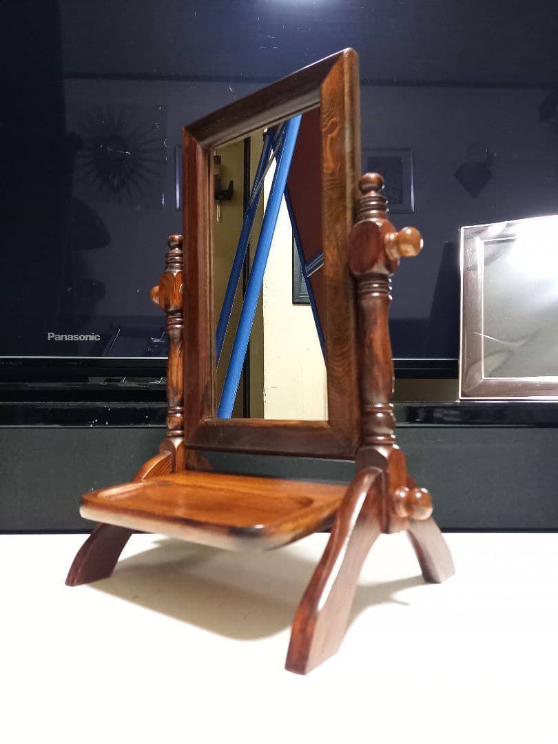 ココナッツ　様売約済　1970's　コロニアルウッド　テーブル　スタンド　ミラー