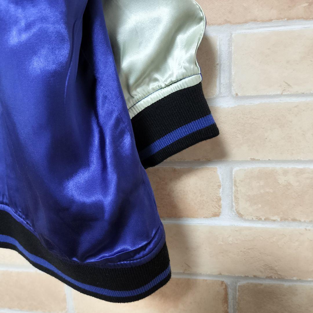 【美品】今昔 巴BIGスカジャン 狐 蝶々 桜 ブルー sizeL