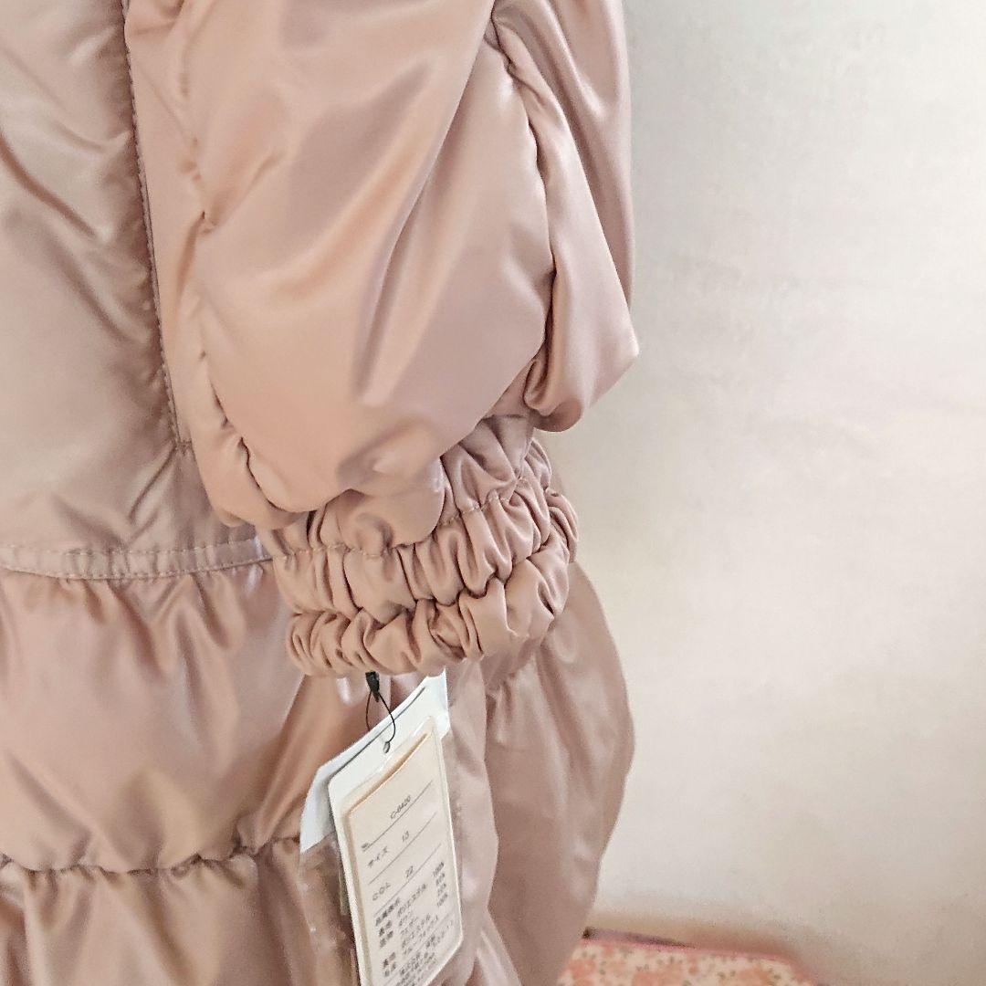 ベニーバードブルーフォックス衿付裾ギャザーダウンコート13号(ベージュ)