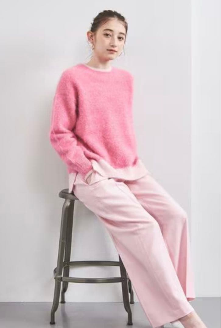 ユナイテッドアローズ フォックス カシミヤ クルーネック ニット ピンク