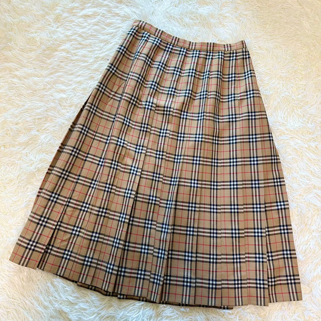 burberrys プリーツスカート　ロング　ノバチェック ベージュ　40