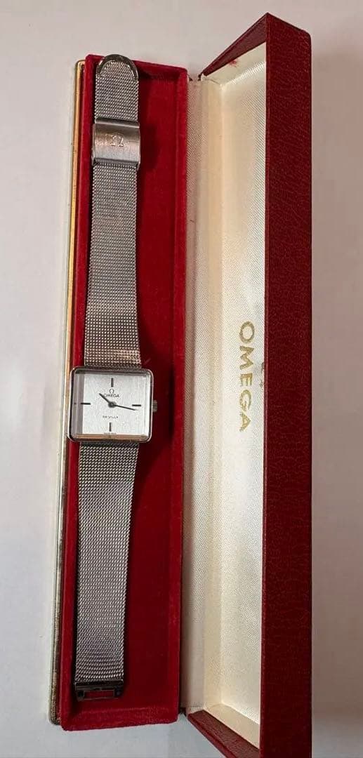 OMEGA DE VILLE スクエア型 手巻き式時計 シルバー　メッシュ