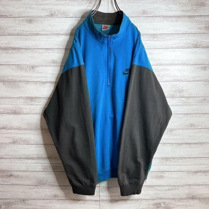 【入手困難!!】ナイキ ✈︎刺繍 ハーフジップ ゆるだぼ 銀タグ 裏起毛