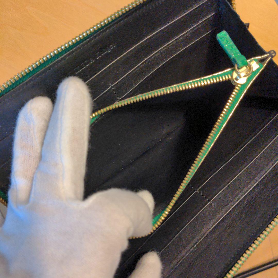 池田工芸100万円がはいる長財布クロコダイルダブルゴールドパイソンモデルグリーン