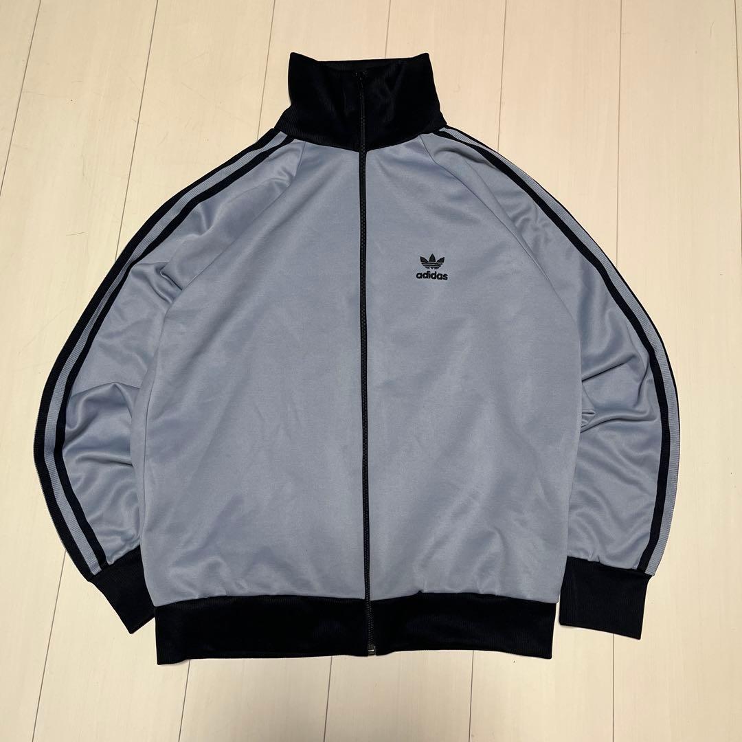 80's adidas デサント製 トラックジャケット グレー‪×黒 L程度