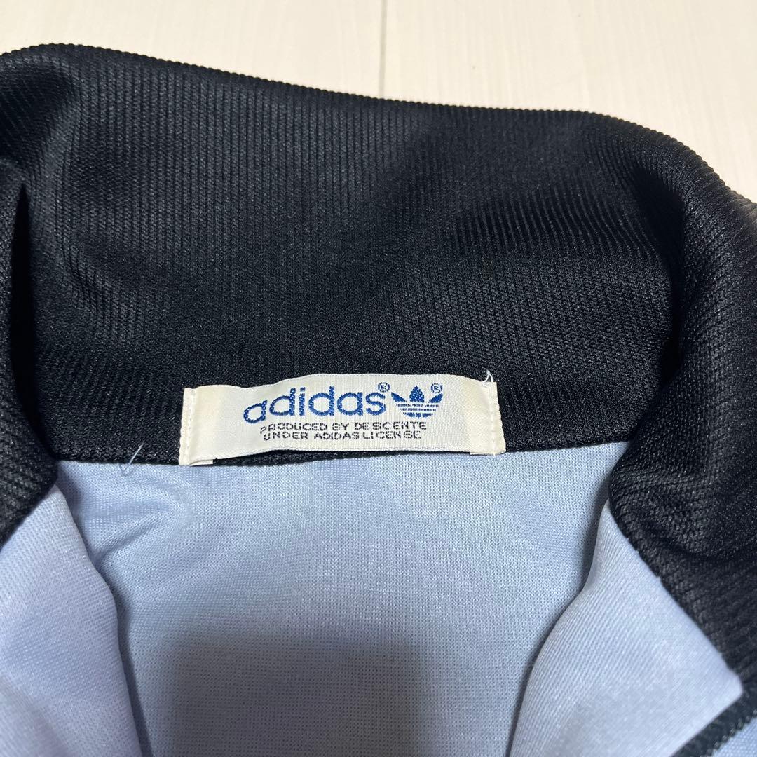 80's adidas デサント製 トラックジャケット グレー‪×黒 L程度